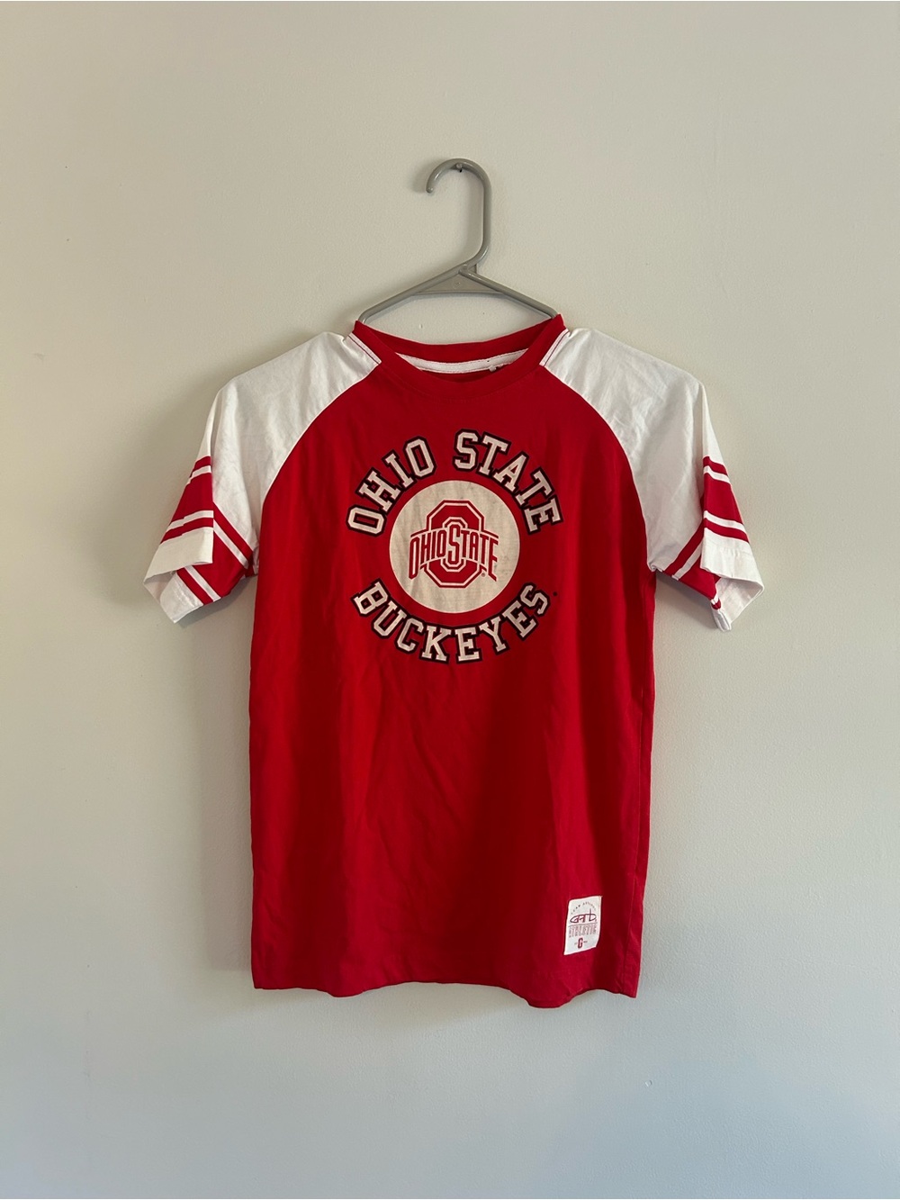 Ohio State Buckeyes Red and White Raglan Kids Tee